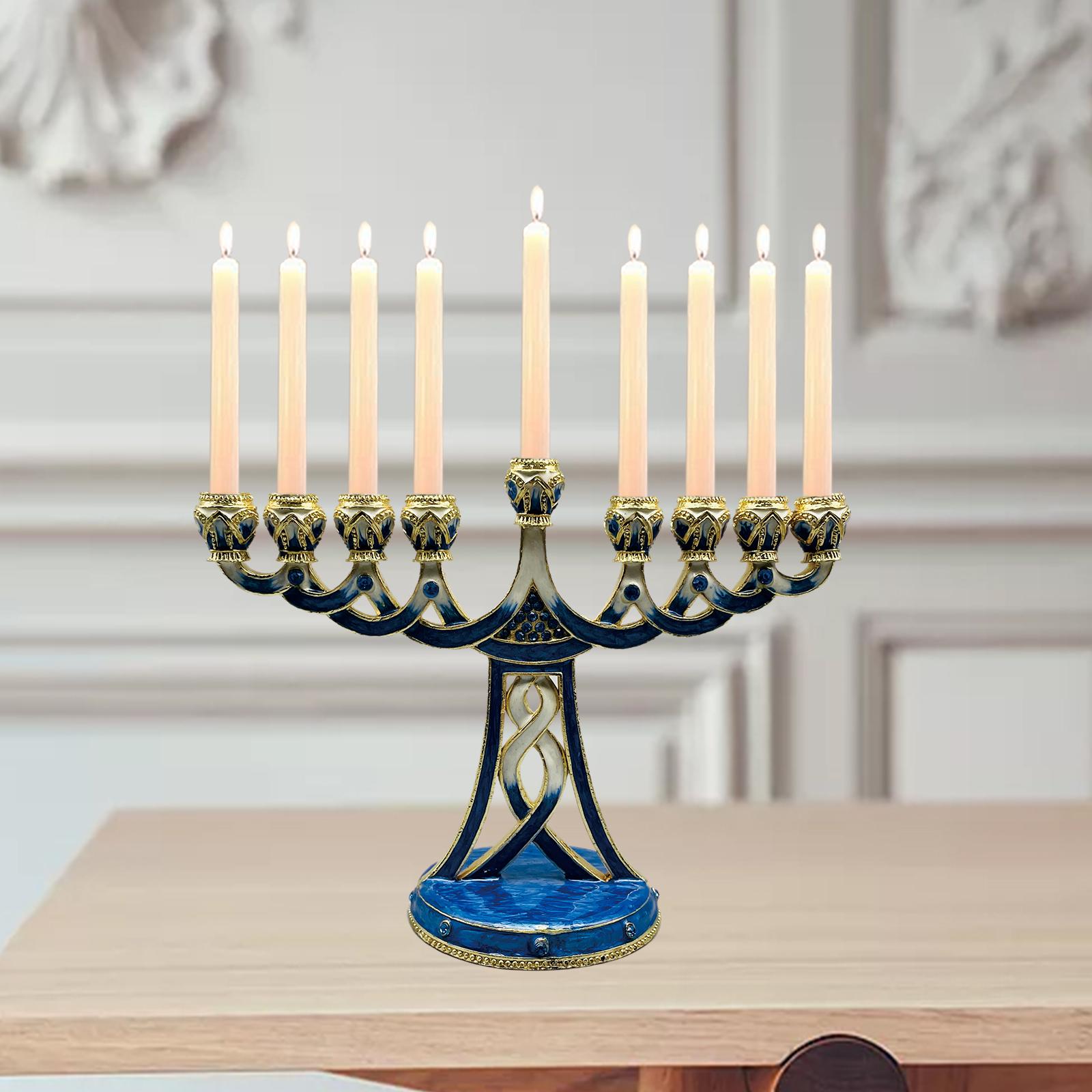 Paraffin Wax - Portacandele Menorah Smaltato Antico a 9