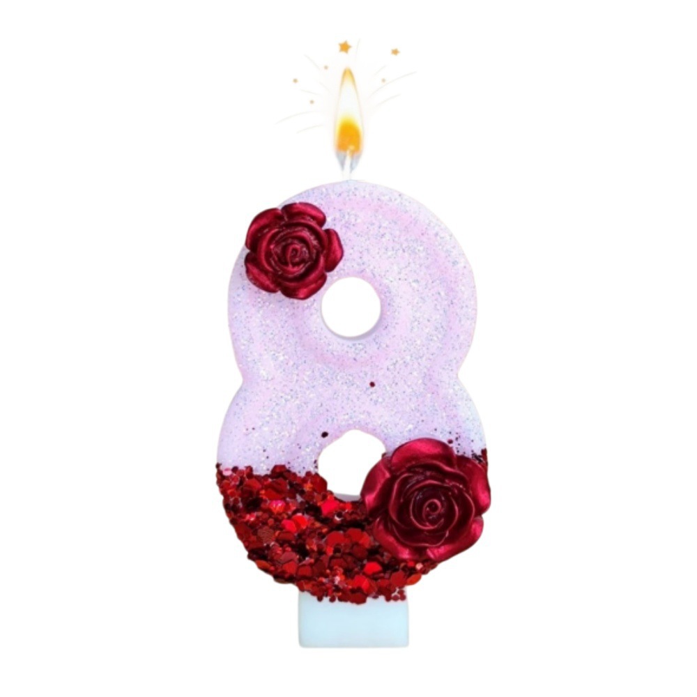 Candela Numerica Rosa Glittera - Paraffin Wax recensione e prezzo